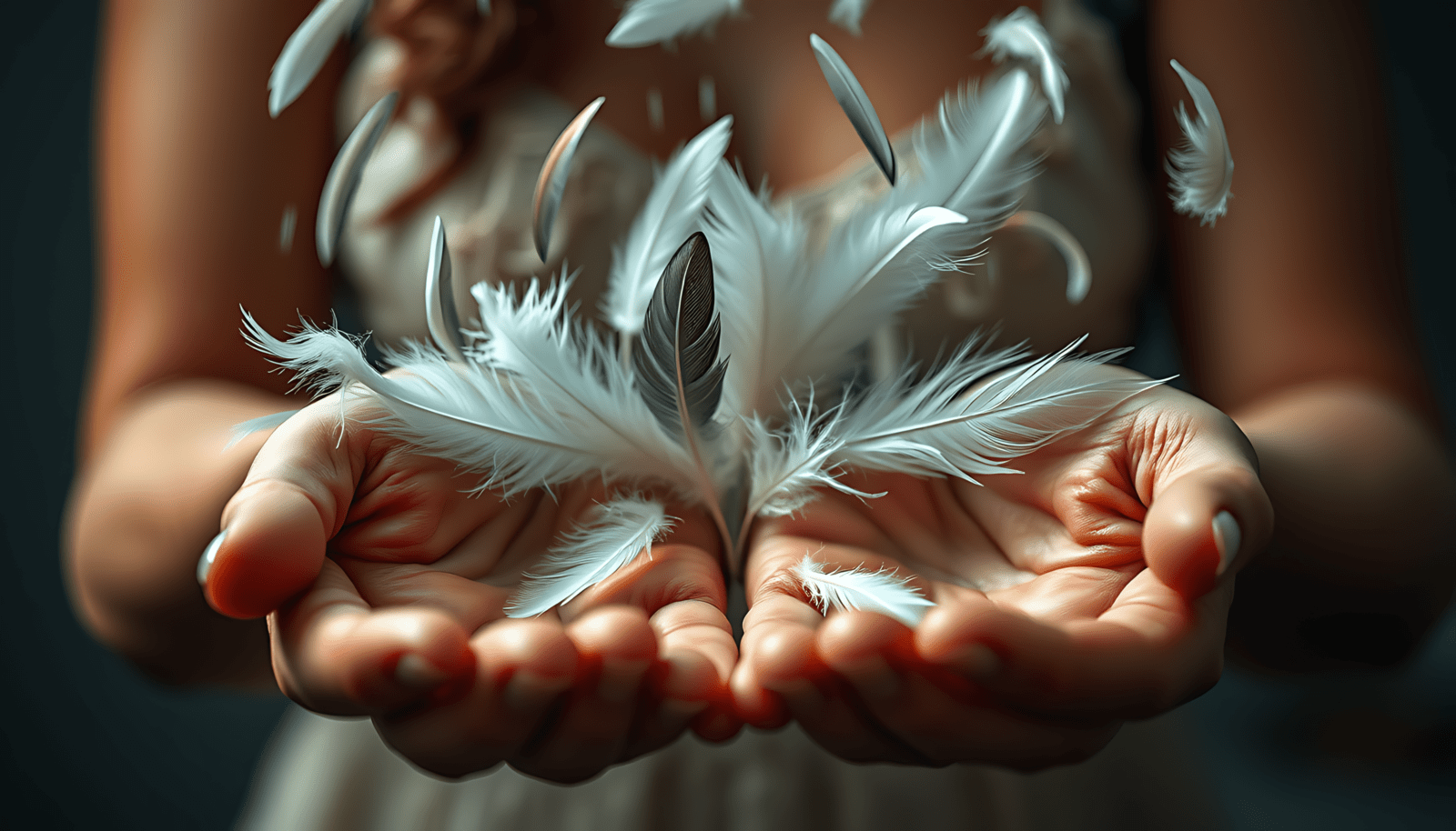 手の平の上に浮かぶ羽