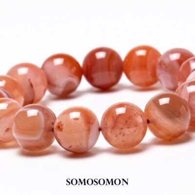 アプリコットカーネリアン ボツワナ共和国産 14mm珠 内径約17cm ブレスレット_1