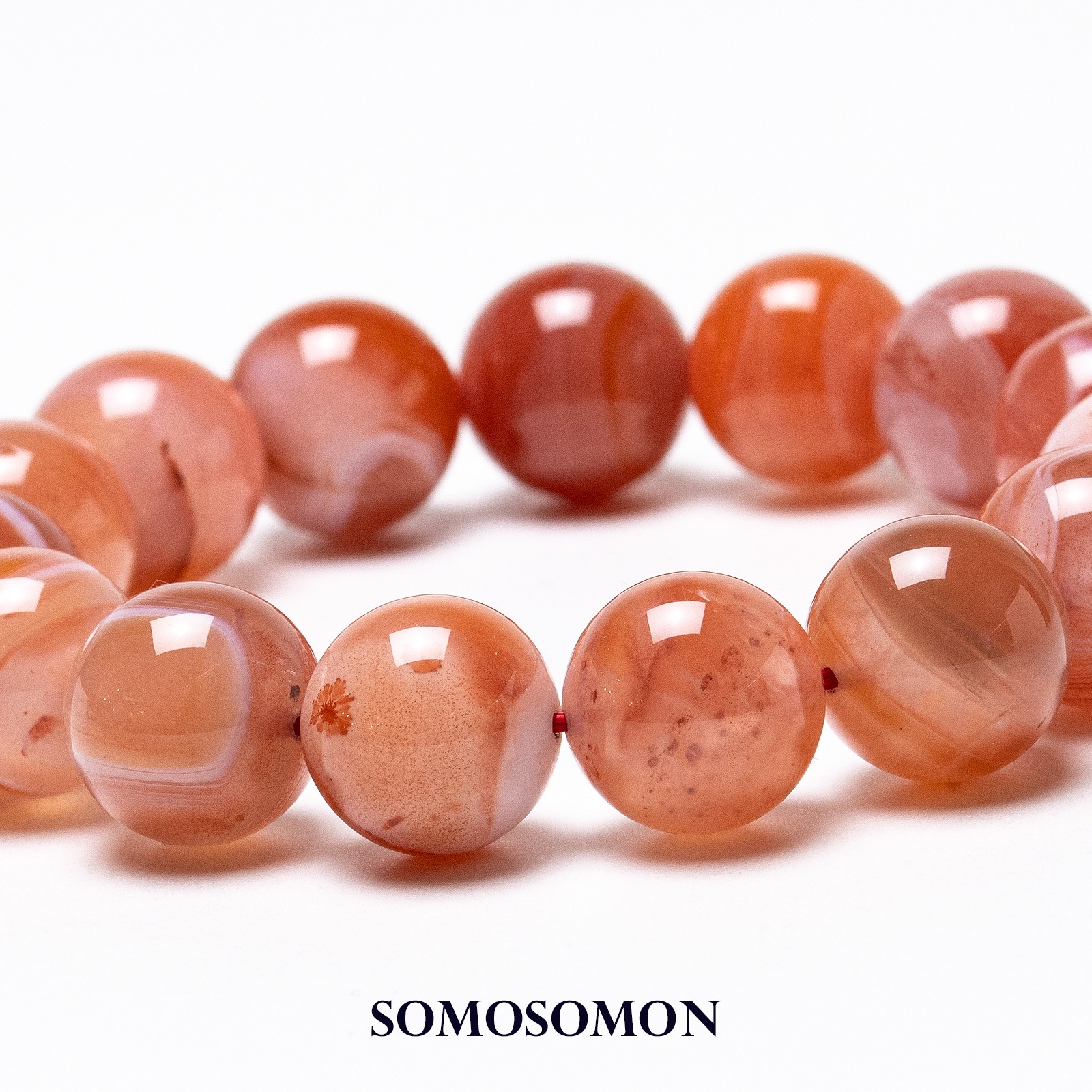 アプリコットカーネリアン ボツワナ共和国産 14mm珠 内径約17cm ブレスレット_1