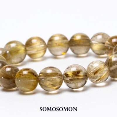 [1点もの] ゴールドルチルクォーツ タイチン ブレスレット ブラジル産 11.5mm珠 内径約16cm_1