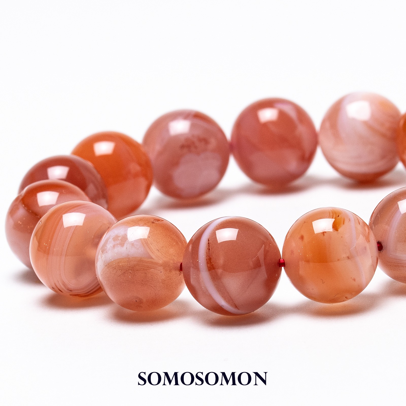 アプリコットカーネリアン ボツワナ共和国産 14mm珠 内径約17cm ブレスレット_2