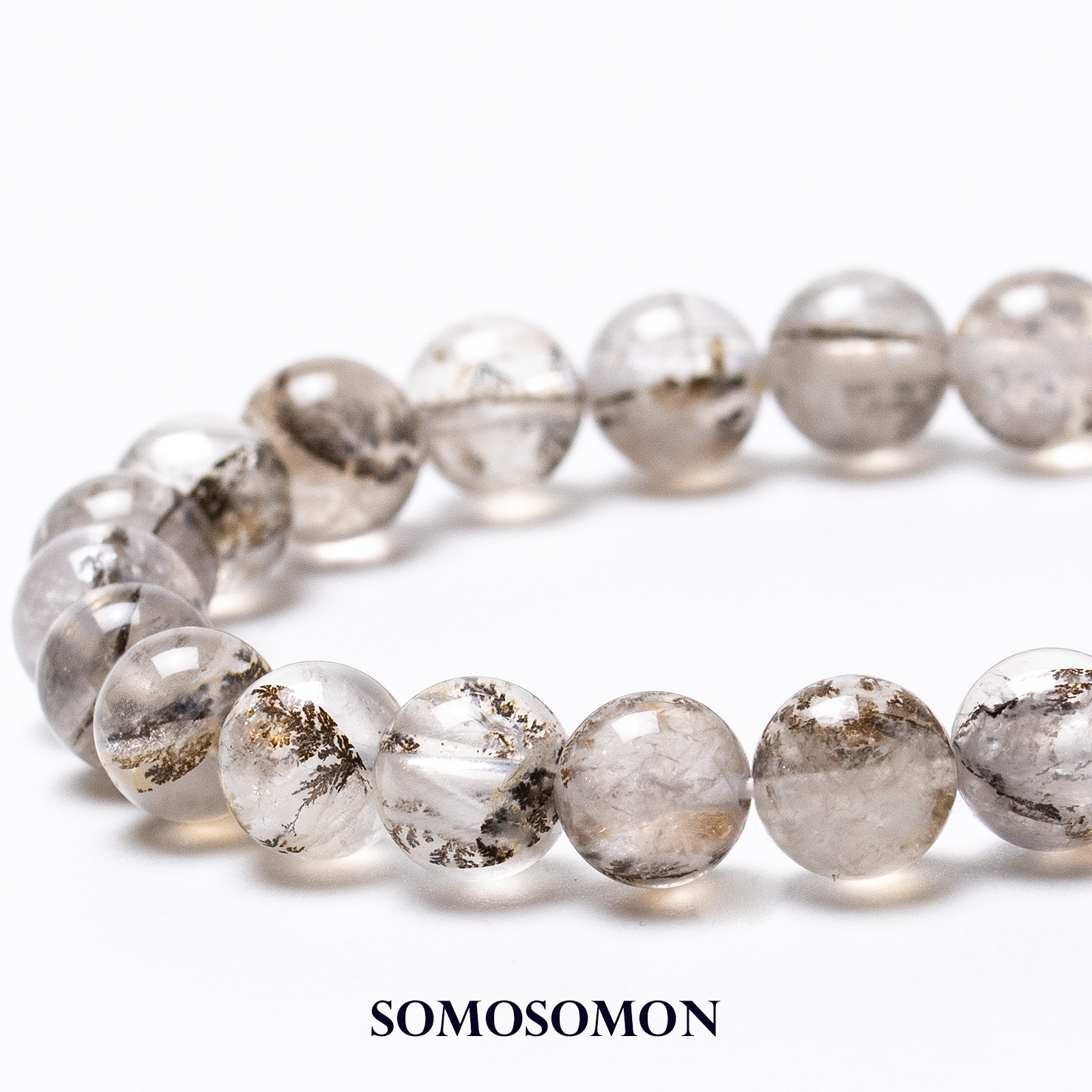 デンドリティックローズクォーツ マダガスカル産 8mm珠 内径約16cm ブレスレット_2