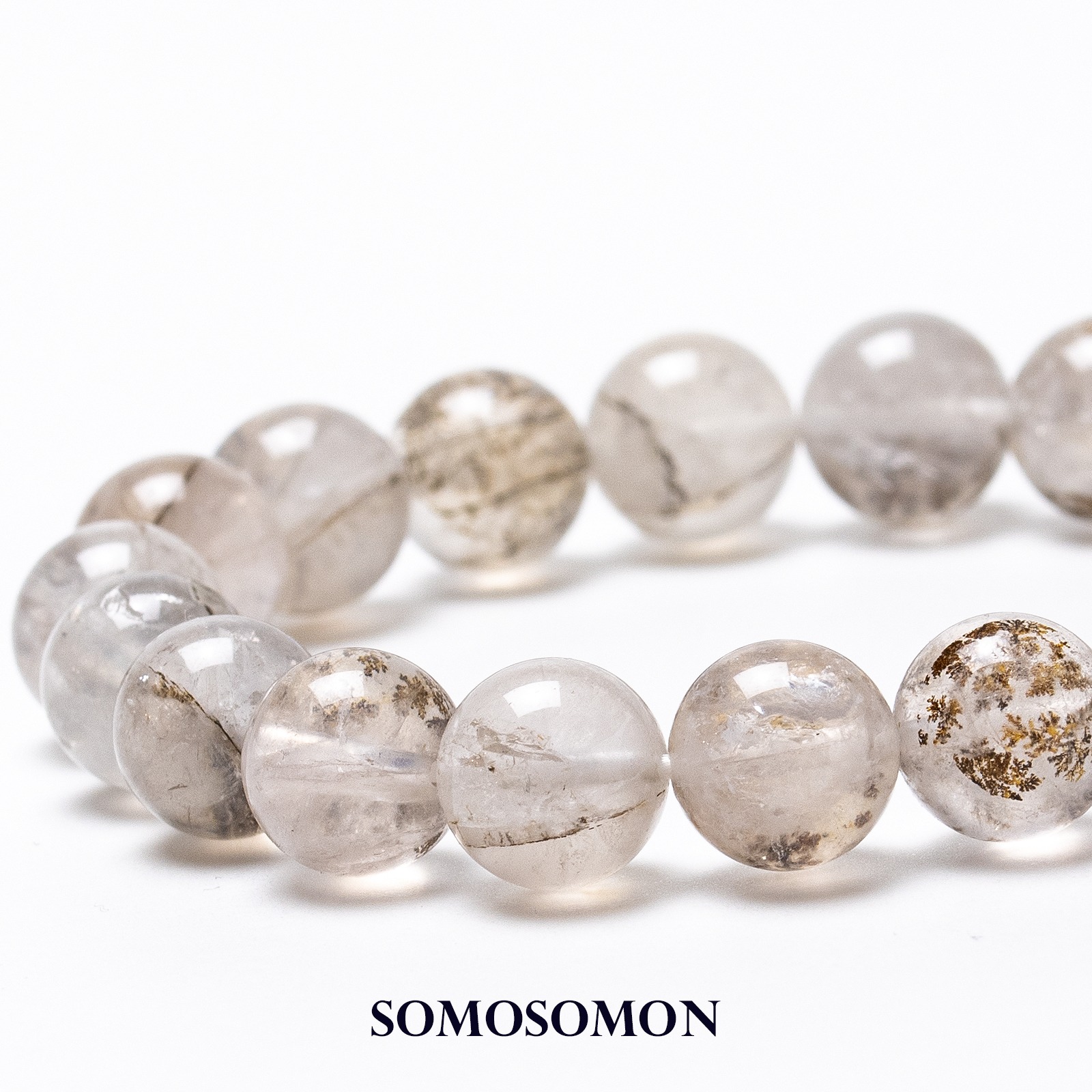 デンドリティックローズクォーツ 10mm珠 内径約16cm ブレスレット_2