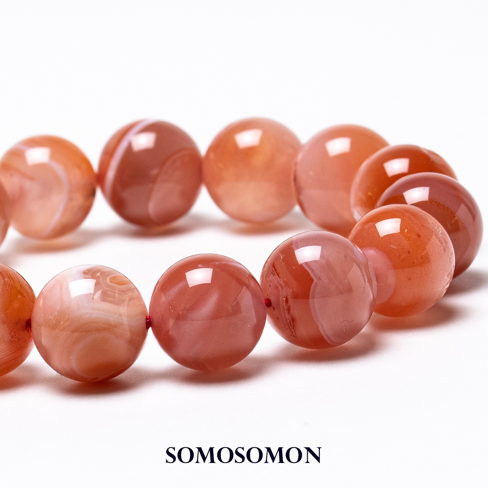 アプリコットカーネリアン ボツワナ共和国産 14mm珠 内径約17cm ブレスレット_3
