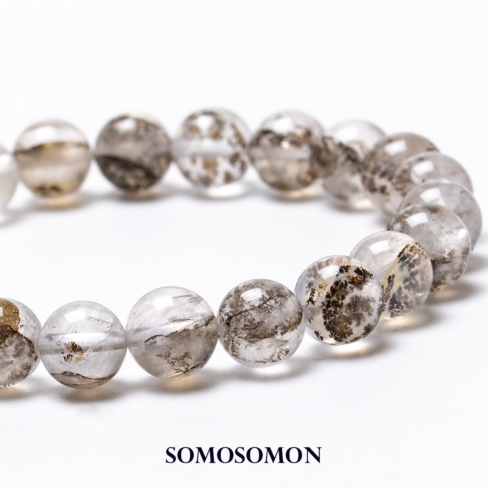 デンドリティックローズクォーツ マダガスカル産 8mm珠 内径約16cm ブレスレット_3