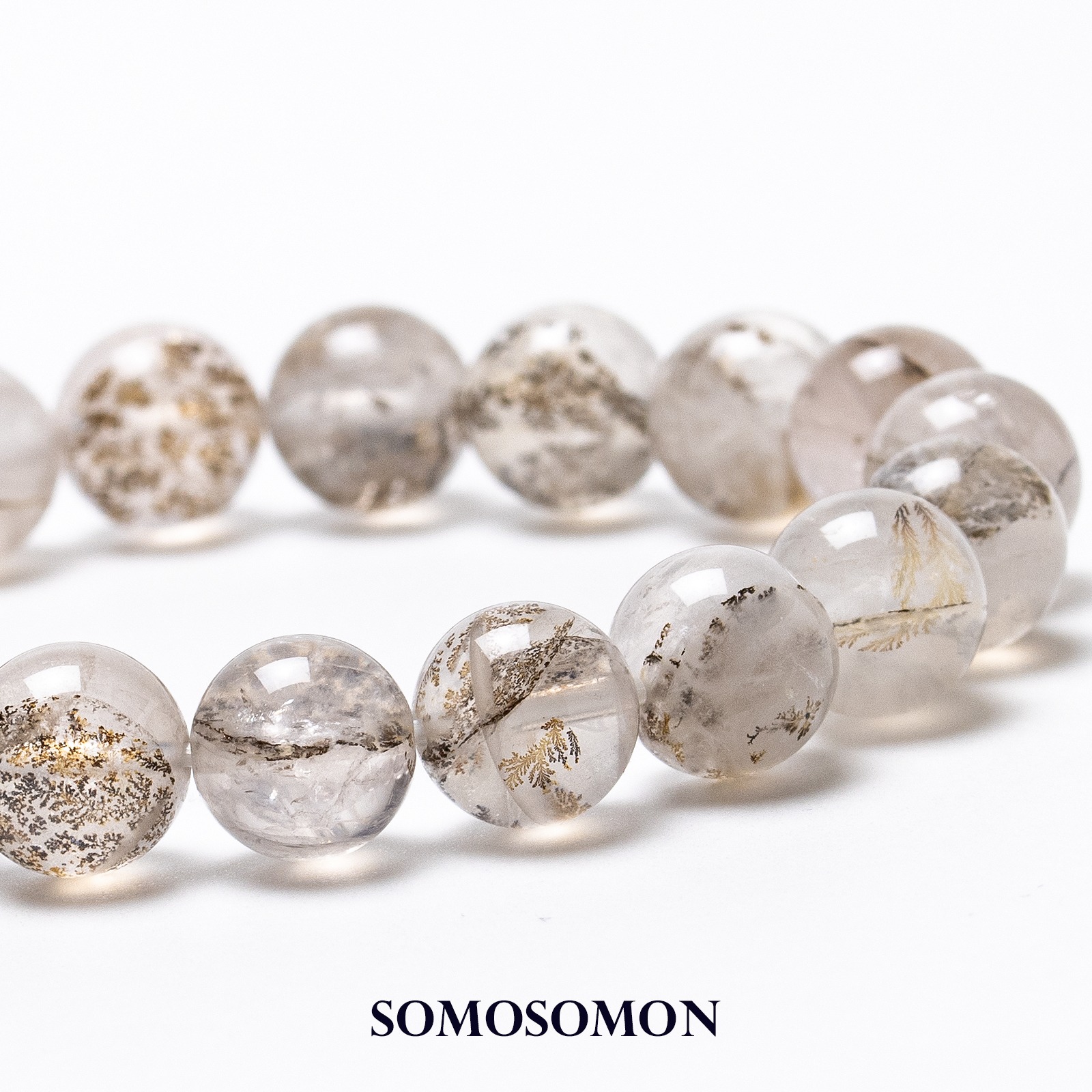 デンドリティックローズクォーツ 10mm珠 内径約16cm ブレスレット_3