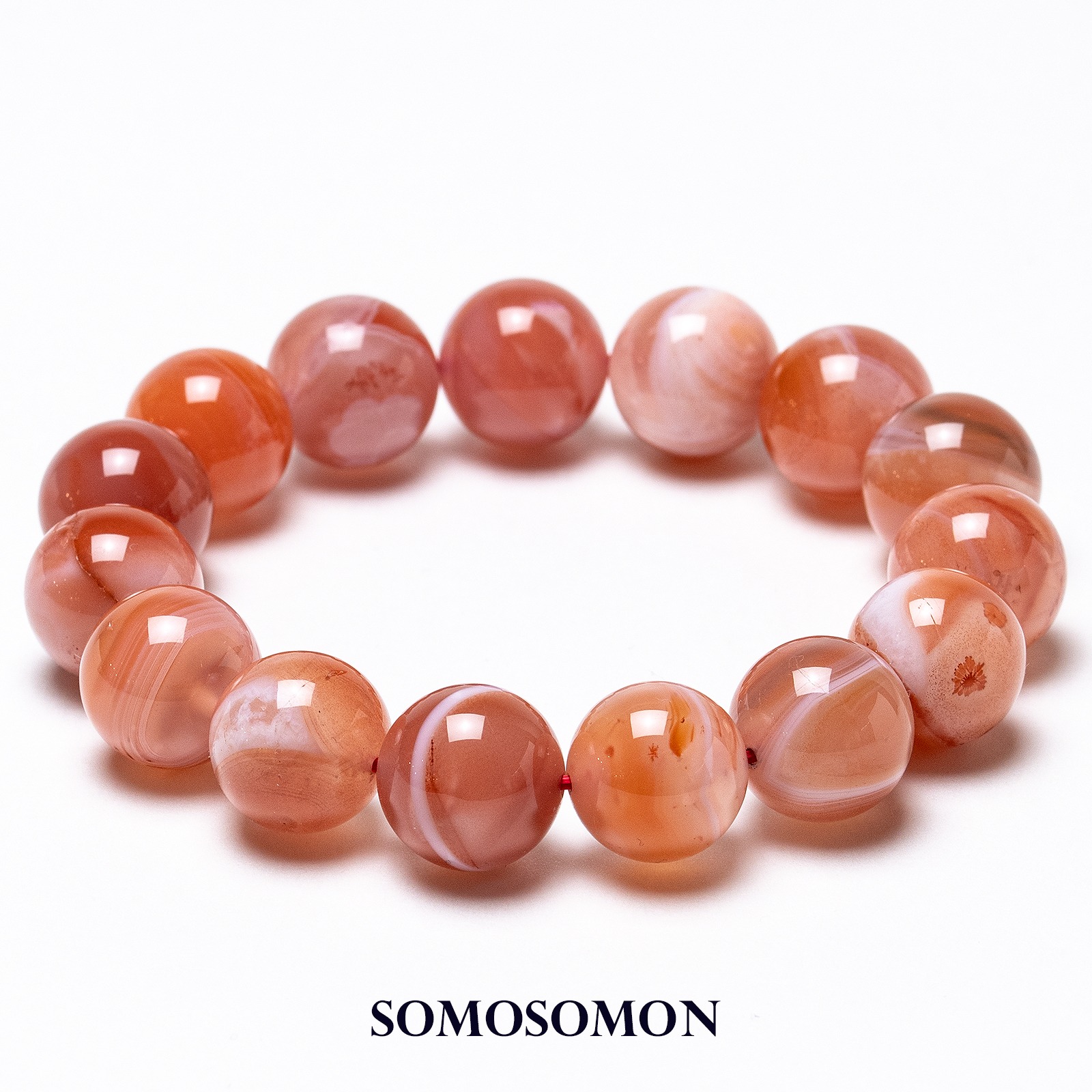 アプリコットカーネリアン ボツワナ共和国産 14mm珠 内径約17cm ブレスレット_4