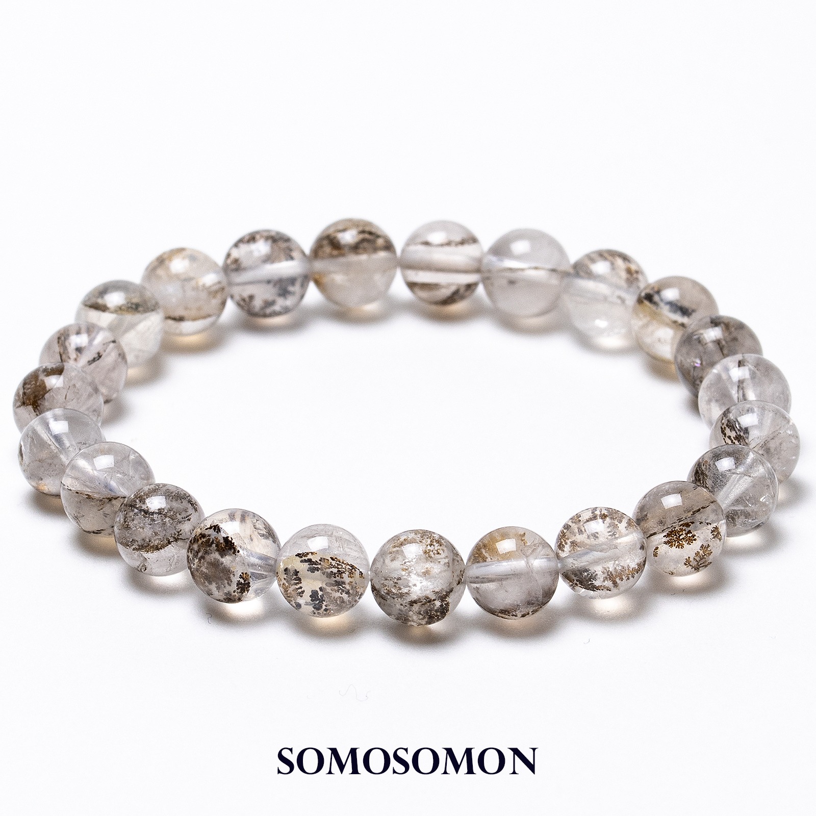 デンドリティックローズクォーツ マダガスカル産 8mm珠 内径約16cm ブレスレット_4