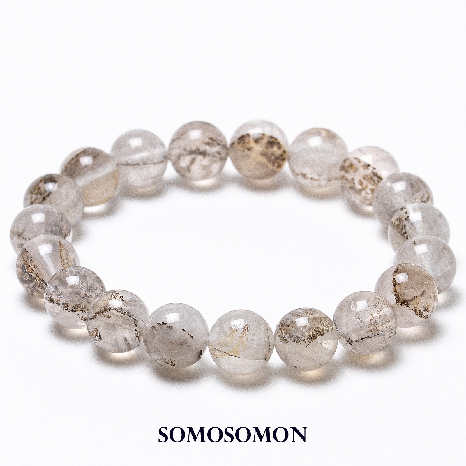 デンドリティックローズクォーツ 10mm珠 内径約16cm ブレスレット_4