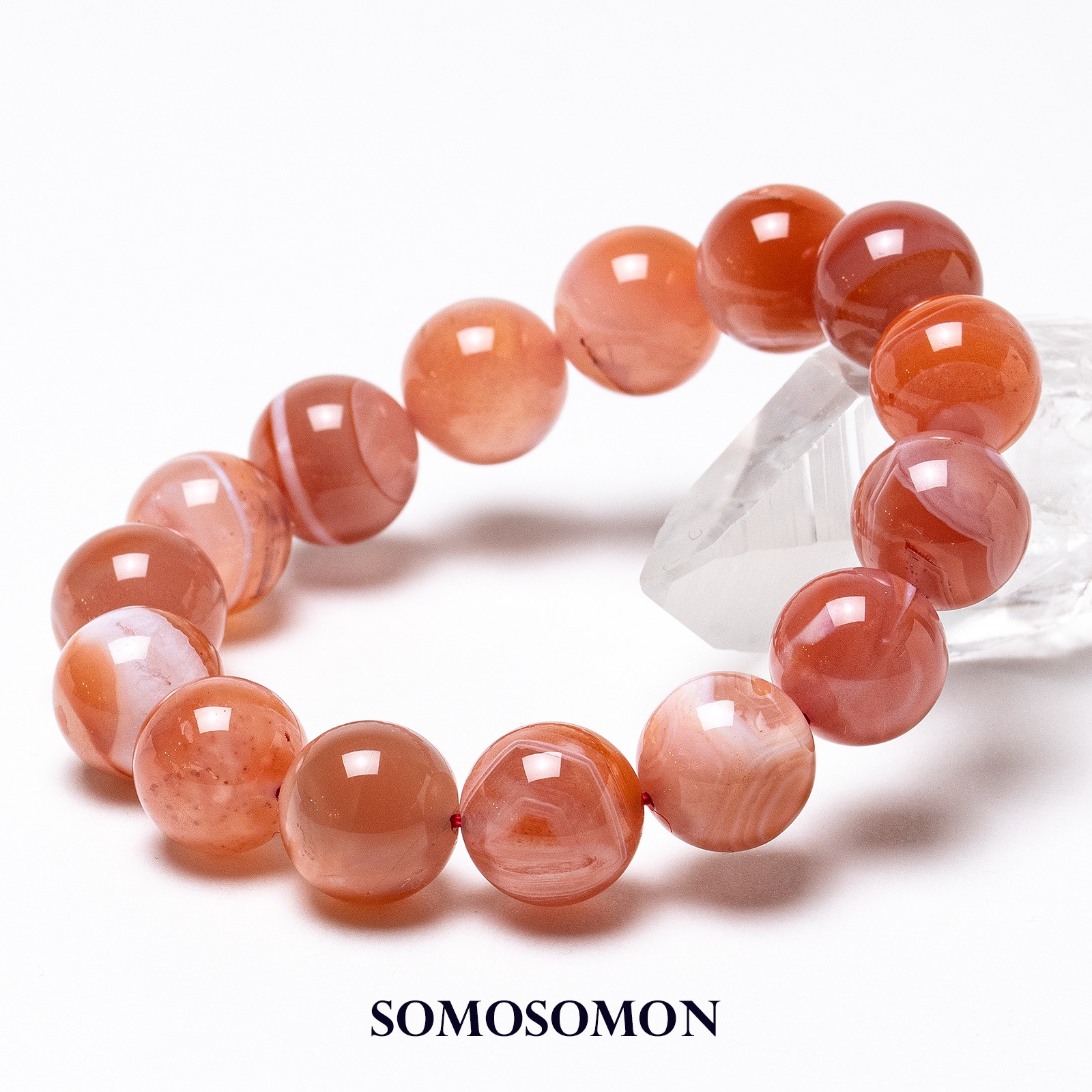 アプリコットカーネリアン ボツワナ共和国産 14mm珠 内径約17cm ブレスレット_5
