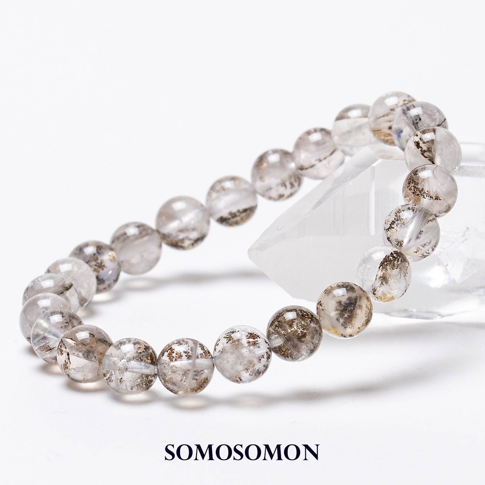 デンドリティックローズクォーツ マダガスカル産 8mm珠 内径約16cm ブレスレット_5