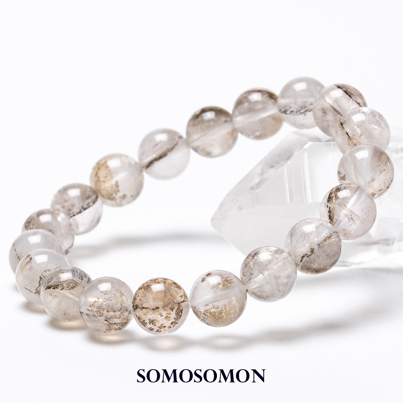 デンドリティックローズクォーツ 10mm珠 内径約16cm ブレスレット_5