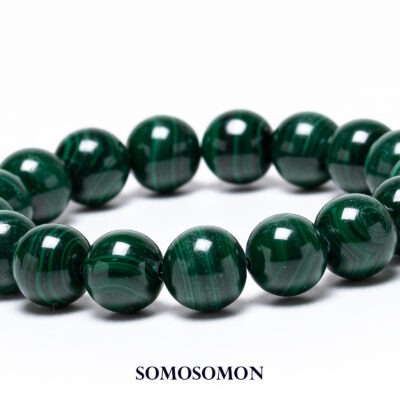 [1点もの] マラカイト コンゴ産 ブレスレット 11mm珠 内径約16cm_1